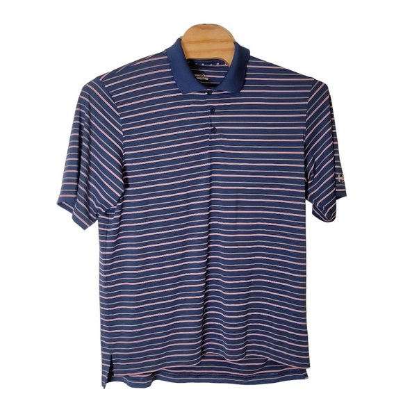 Under Armour Golf Polo‎ Shirt Short Sleeve Moisture Wicking Blue Striped Size XL - Picture 2 of 5